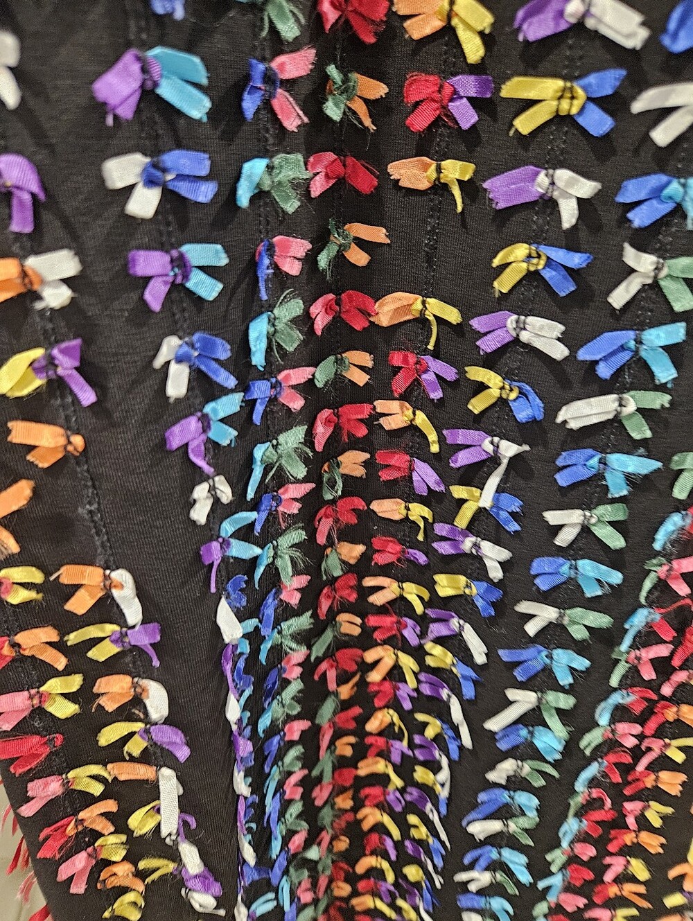 VTG Betsey Johnson Punk Label Rainbow Ribbon Bow Bodycon Mini Dress Cotton Lycra - Picture 7 of 12